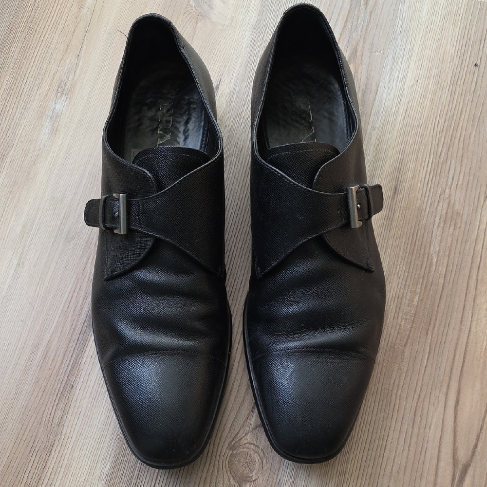 Prada Black Buckled Shoes Size 12 Immaculate Condition Soft Leather - Picture 1 of 9